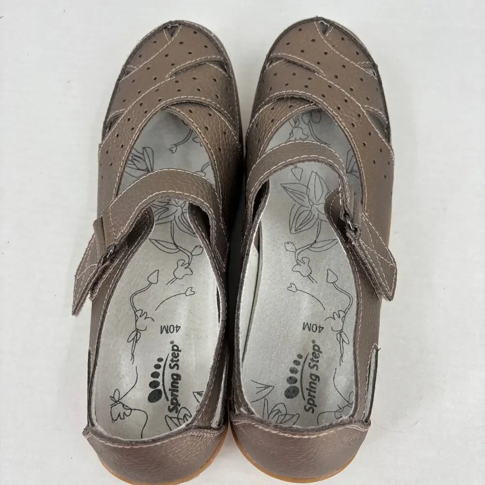 Spring Step Streetwise Mary Jane Flat Size EU 40 US 9 Bronze Leather‎ Adjustable